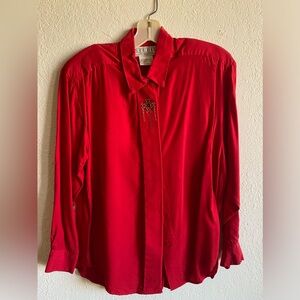 Holiday Vintage Women’s Blouse Late 80s Studio by Michael Stuart Sz S